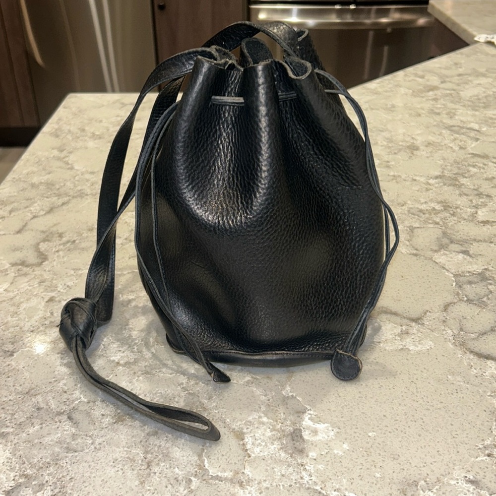 Baggu black leather bucket bag